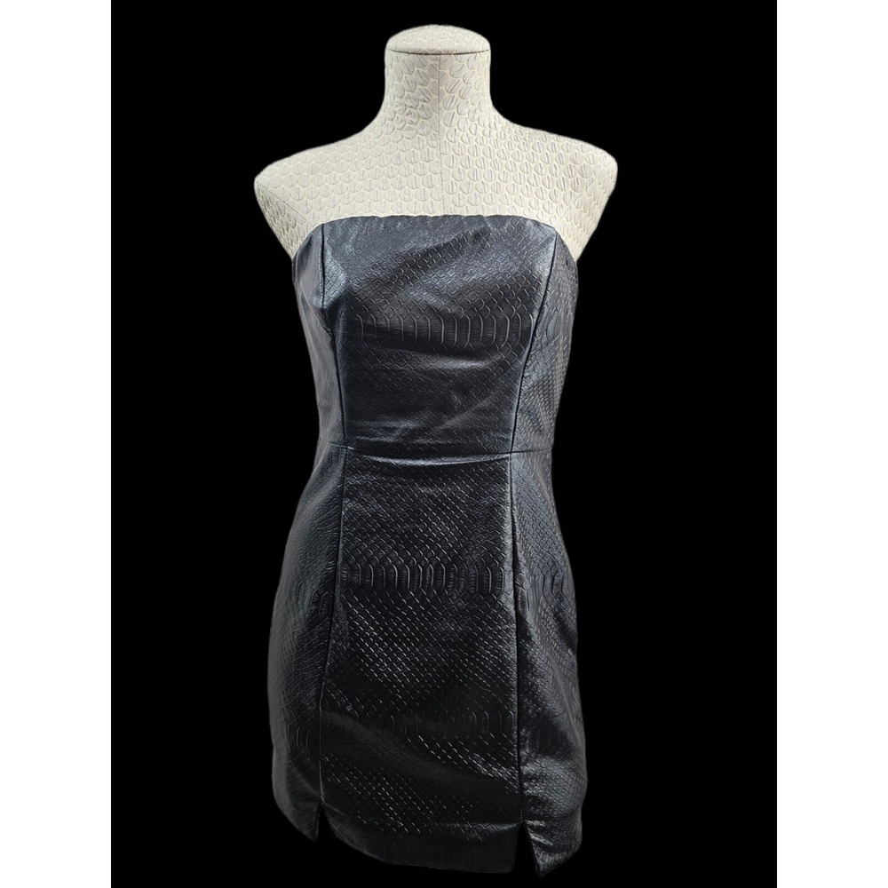 Olivia Jade X Princess Polly Womens 4 Faux Snakeskin Little Black Dress‎ LBD EUC